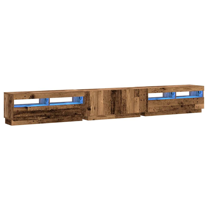 Dulap TV cu lumini LED lemn vechi 300x35x40 cm lemn prelucrat - WALTI WALTI