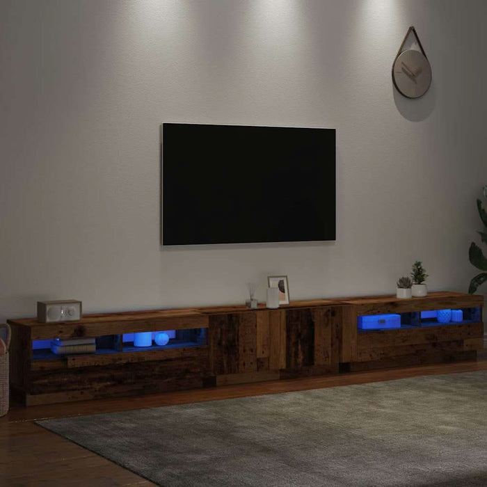 Dulap TV cu lumini LED lemn vechi 300x35x40 cm lemn prelucrat - WALTI WALTI