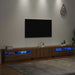 Dulap TV cu LED stejar artizanal 300x35x40 cm lemn prelucrat - WALTI WALTI