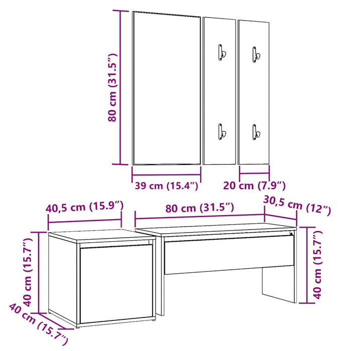 Set de mobilier pentru hol Lemn vechi din lemn prelucrat - WALTI WALTI