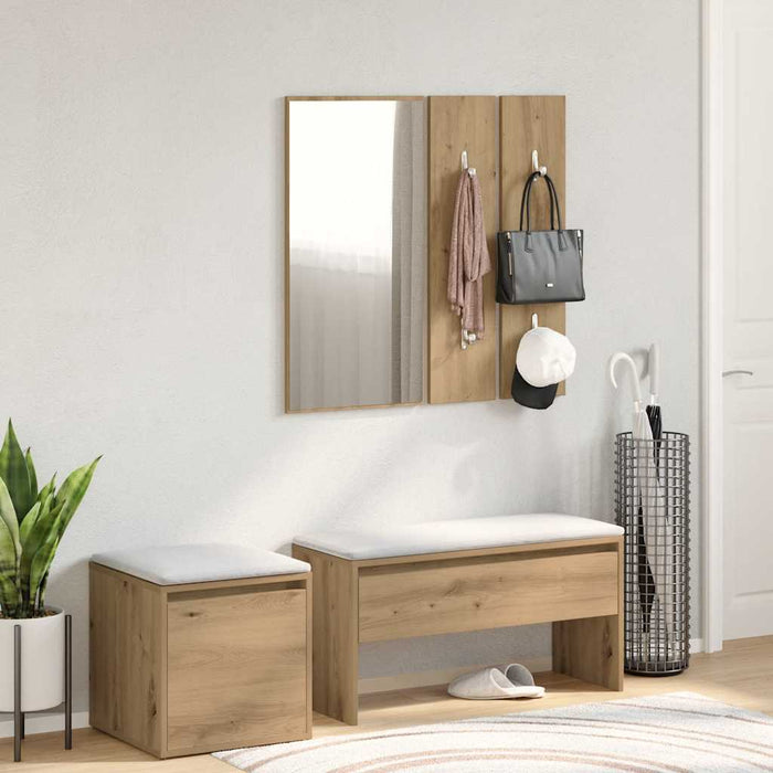 Set de mobilier pentru hol din lemn de stejar artizanal - WALTI WALTI