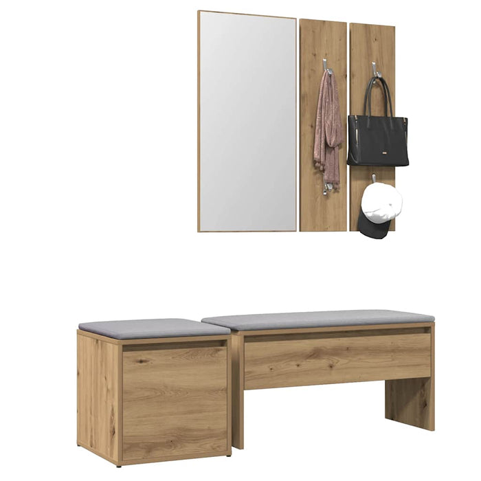 Set de mobilier pentru hol din lemn de stejar artizanal - WALTI WALTI