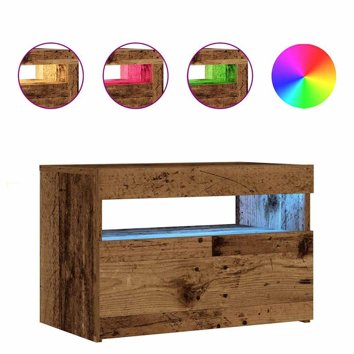 Noptiera cu lumini LED Lemn vechi 60x35x40 cm Lemn prelucrat - WALTI WALTI