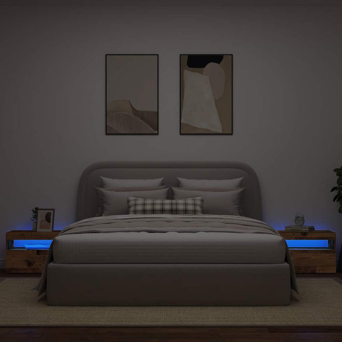 Noptiera cu lumini LED Lemn vechi 60x35x40 cm Lemn prelucrat - WALTI WALTI