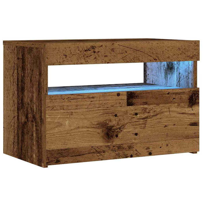 Noptiera cu lumini LED Lemn vechi 60x35x40 cm Lemn prelucrat - WALTI WALTI