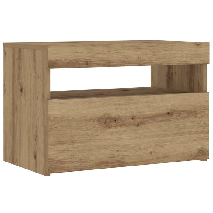 Noptiera cu lumini LED Stejar Artisan 60x35x40cm Lemn prelucrat - WALTI WALTI