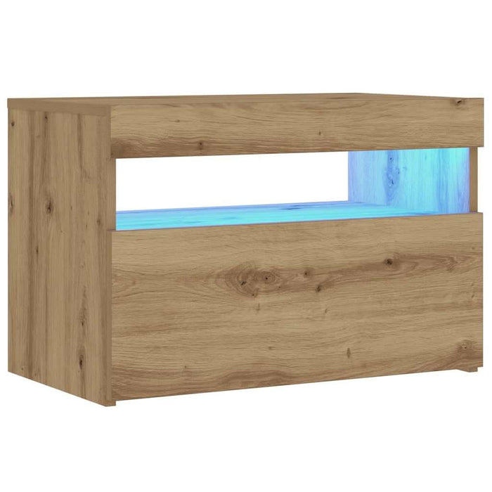 Noptiera cu lumini LED Stejar Artisan 60x35x40cm Lemn prelucrat - WALTI WALTI
