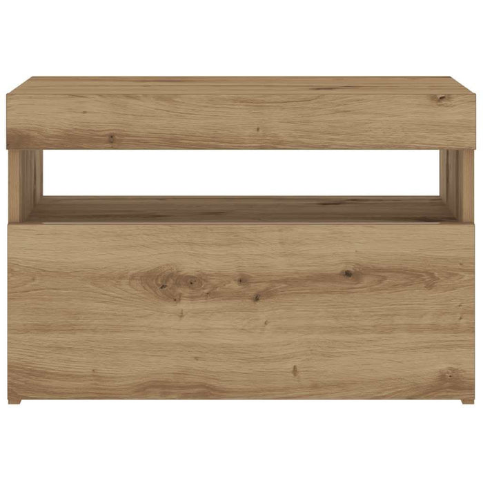 Noptiera cu lumini LED Stejar Artisan 60x35x40cm Lemn prelucrat - WALTI WALTI