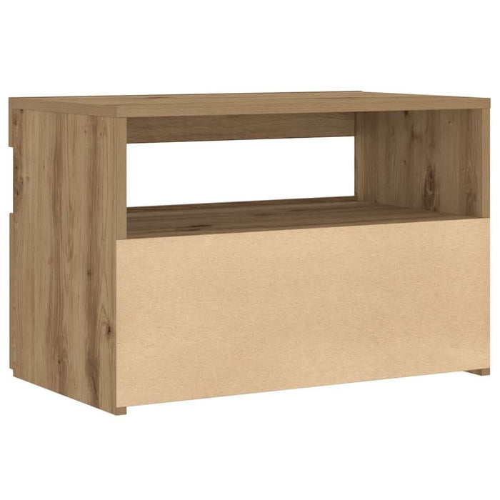 Noptiera cu lumini LED Stejar Artisan 60x35x40cm Lemn prelucrat - WALTI WALTI