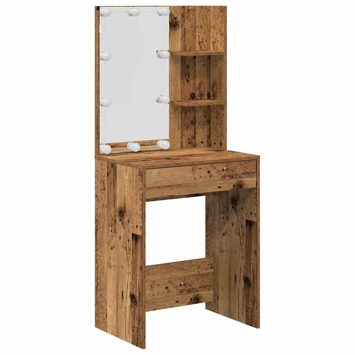 Set de măsuță de toaletă cu LED Lemn vechi din lemn lemnos - WALTI WALTI