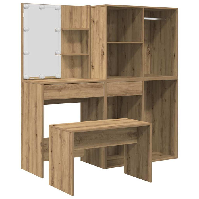 Set de masă de toaletă cu LED Artisan Stejar lemn prelucrat WALTI
