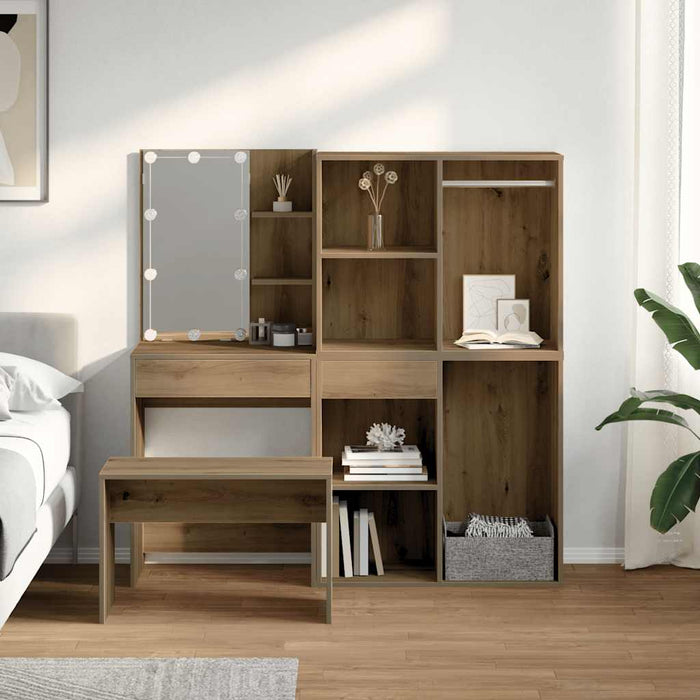 Set de masă de toaletă cu LED Artisan Stejar lemn prelucrat WALTI