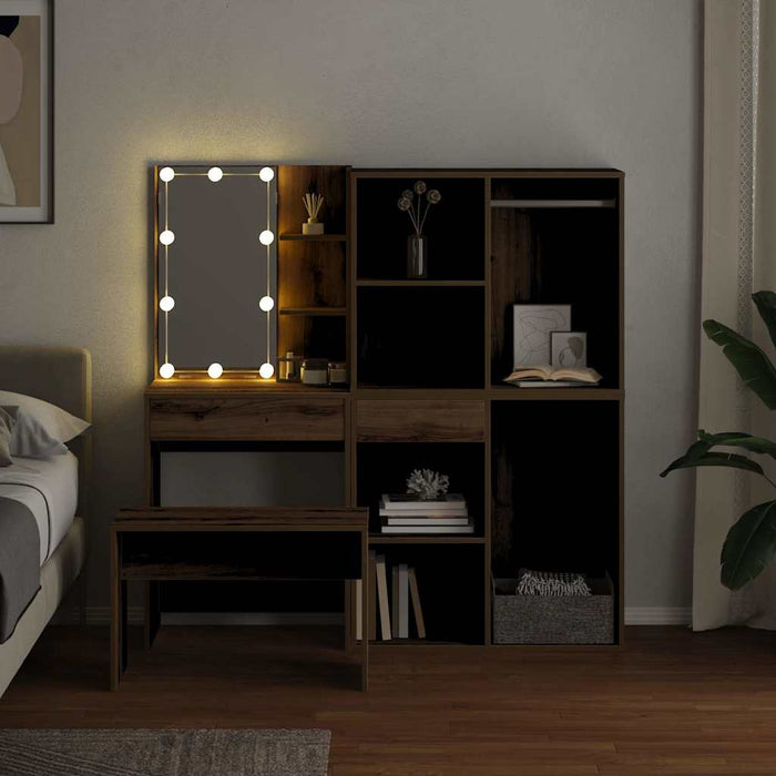 Set de masă de toaletă cu LED Artisan Stejar lemn prelucrat WALTI