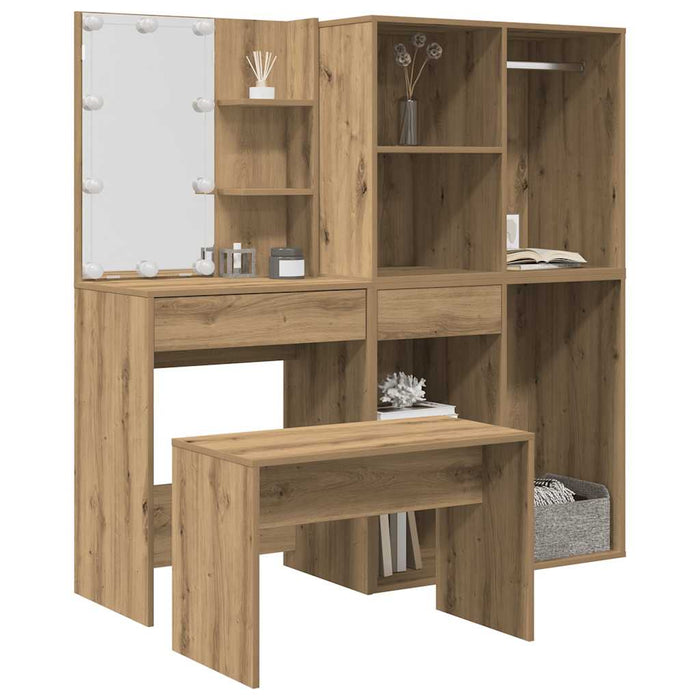 Set de masă de toaletă cu LED Artisan Stejar lemn prelucrat WALTI