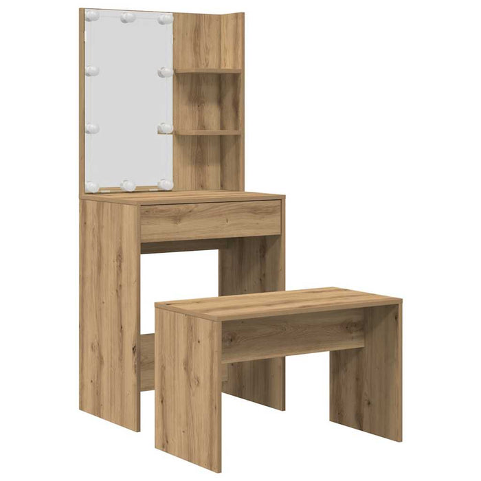 Set de masă de toaletă cu LED Artisan Stejar lemn prelucrat WALTI