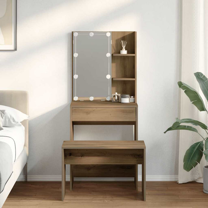 Set de masă de toaletă cu LED Artisan Stejar lemn prelucrat WALTI