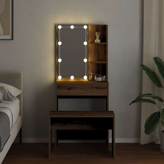 Set de masă de toaletă cu LED Artisan Stejar lemn prelucrat WALTI