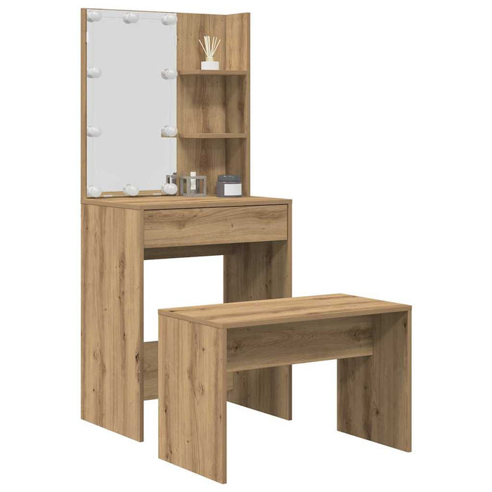 Set de masă de toaletă cu LED Artisan Stejar lemn prelucrat WALTI