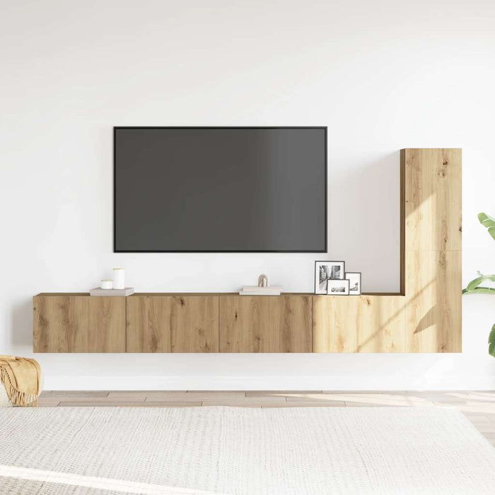 Set dulap TV 3 piese montat pe perete Stejar artizanal - WALTI WALTI