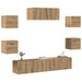 Set dulap TV 7 piese Stejar Artisan montat pe perete - WALTI WALTI