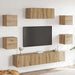 Set dulap TV 7 piese Stejar Artisan montat pe perete - WALTI WALTI