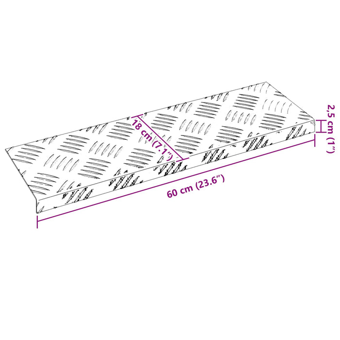 Trepte Dreptunghiular 15 pcs Argintiu 60 x 18 cm Aluminiu - WALTI WALTI