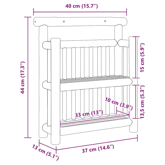 Raft de perete cu raft Maro 40 x 13 x 44 cm Bambus - WALTI WALTI