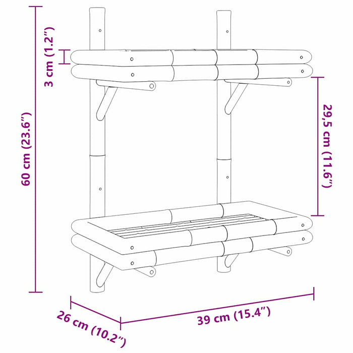 Poliță cu raft Pe perete Maro 45 x 26 x 60 cm Bambus - WALTI WALTI