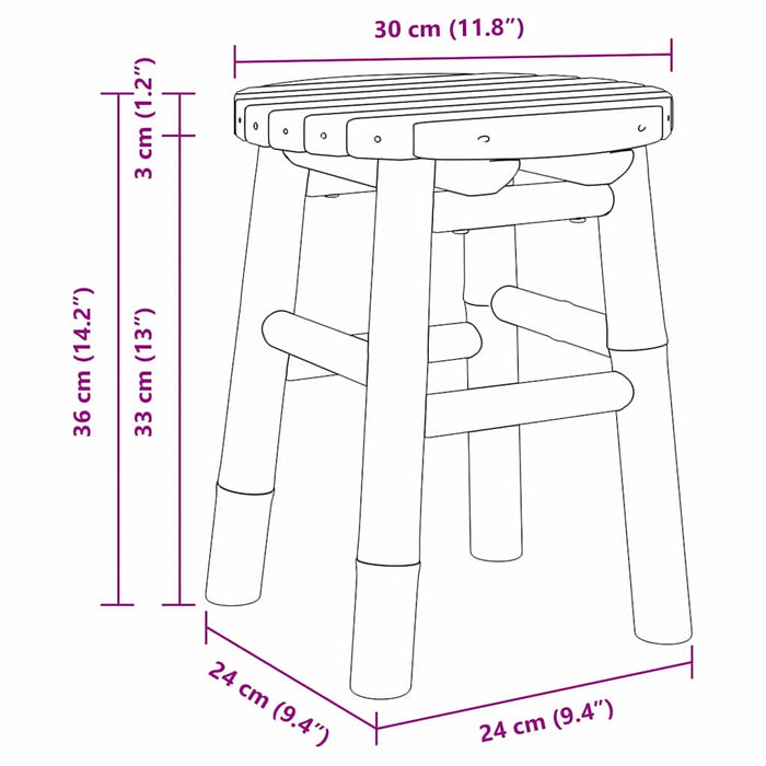 Scaun rotund scund, Ø30x36 cm, bambus - WALTI WALTI