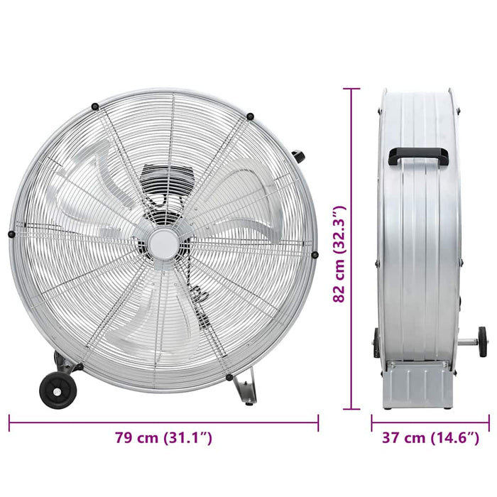 Ventilator cu tambur cu roata 79 x 37 x 82 cm Aluminiu - WALTI WALTI