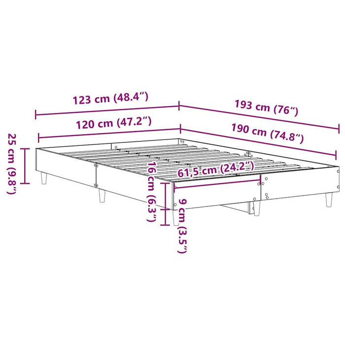 Cadru de pat Gri beton 120 x 190 cm Lemn compozit - WALTI WALTI