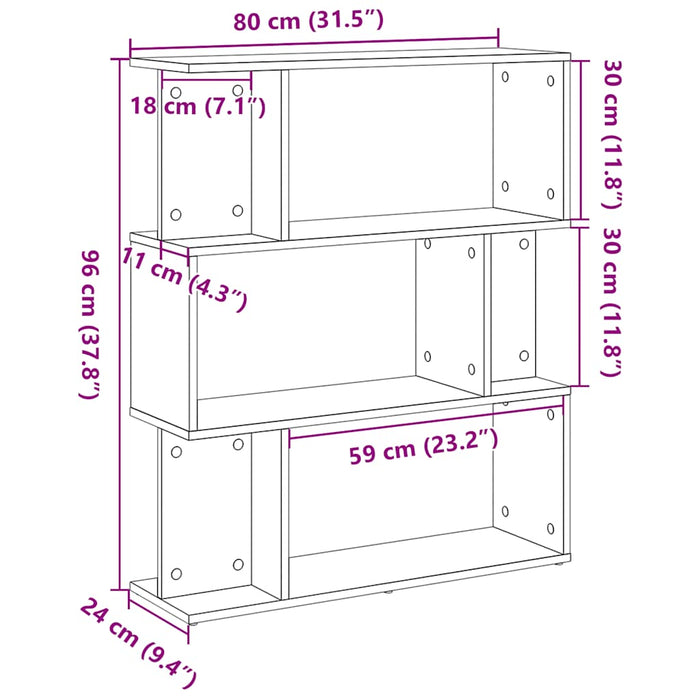Bibliotecă stejar negru 80x24x96 cm lemn prelucrat - WALTI WALTI