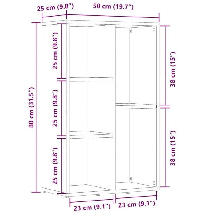 Bibliotecă stejar negru 50x25x80 cm lemn prelucrat - WALTI WALTI