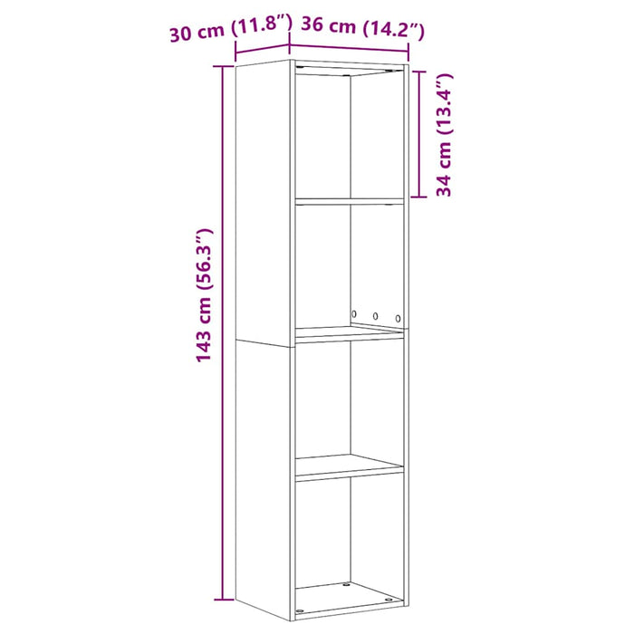 Dulap pentru cărți Stejar negru 143 x 30 x 36 cm Lemn compozit - WALTI WALTI