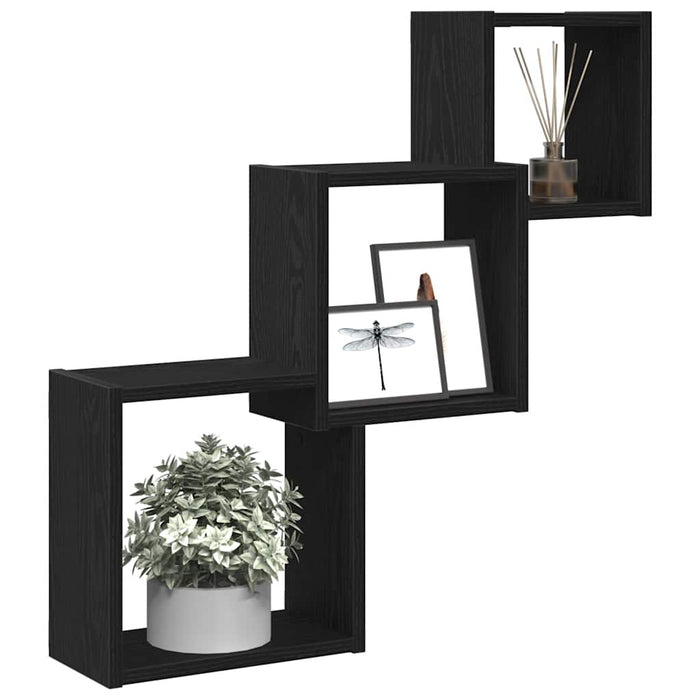 Rafturi cub perete, stejar negru, 68x15x68 cm, lemn prelucrat - WALTI WALTI