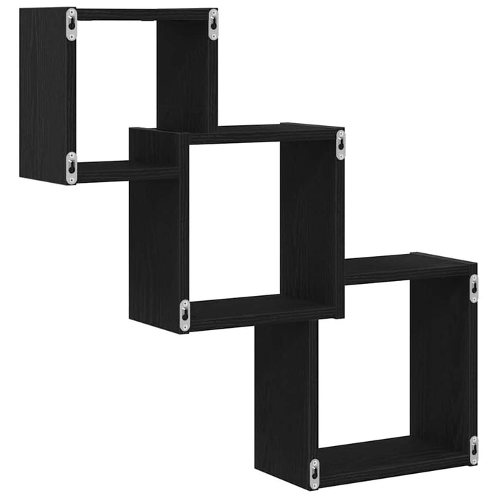 Rafturi cub perete, stejar negru, 68x15x68 cm, lemn prelucrat - WALTI WALTI