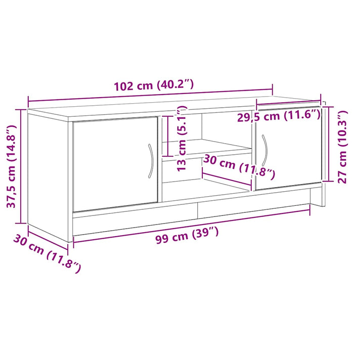 Comodă TV din stejar negru 102x30x37,5 cm, lemn prelucrat - WALTI WALTI