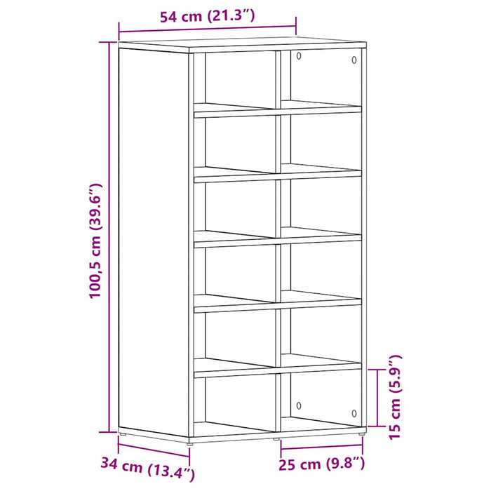 Suport pentru pantofi Stejar negru 54x34x100,5cm Lemn prelucrat - WALTI WALTI