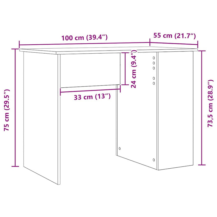 Birou stejar negru 100x55x75 cm lemn prelucrat - WALTI WALTI