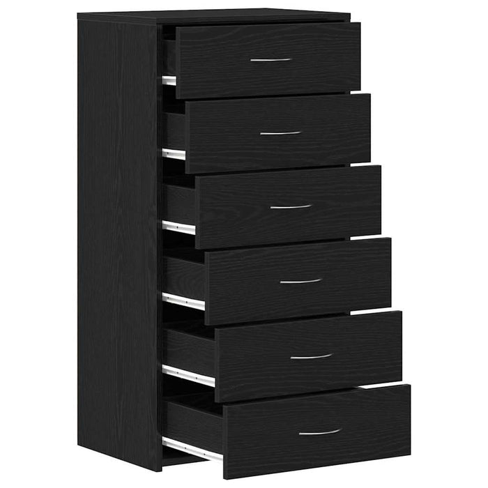 Bufetă cu 6 sertare Stejar negru 50x34x96 cm Lemn prelucrat - WALTI WALTI