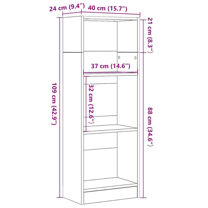 Bibliotecă stejar negru 40x24x109 cm lemn prelucrat - WALTI WALTI