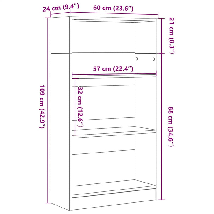 Bibliotecă stejar negru 60x24x109 cm lemn prelucrat - WALTI WALTI