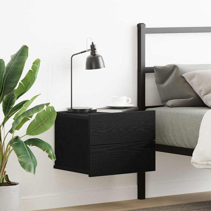 Dulap de noapte Stejar Negru 40 x 30 x 30 cm Lemn compozit - WALTI WALTI