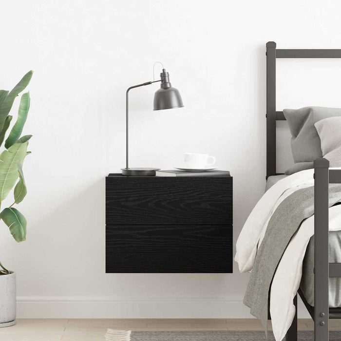 Dulap de noapte Stejar Negru 40 x 30 x 30 cm Lemn compozit - WALTI WALTI