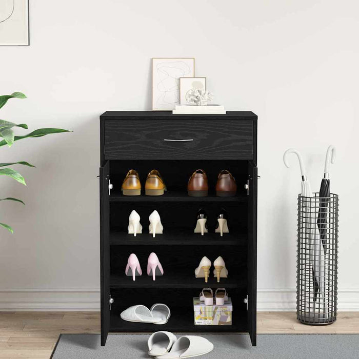 Raft pentru încălțăminte cu sertar Stejar negru 60 x 35 x 84 cm - WALTI WALTI