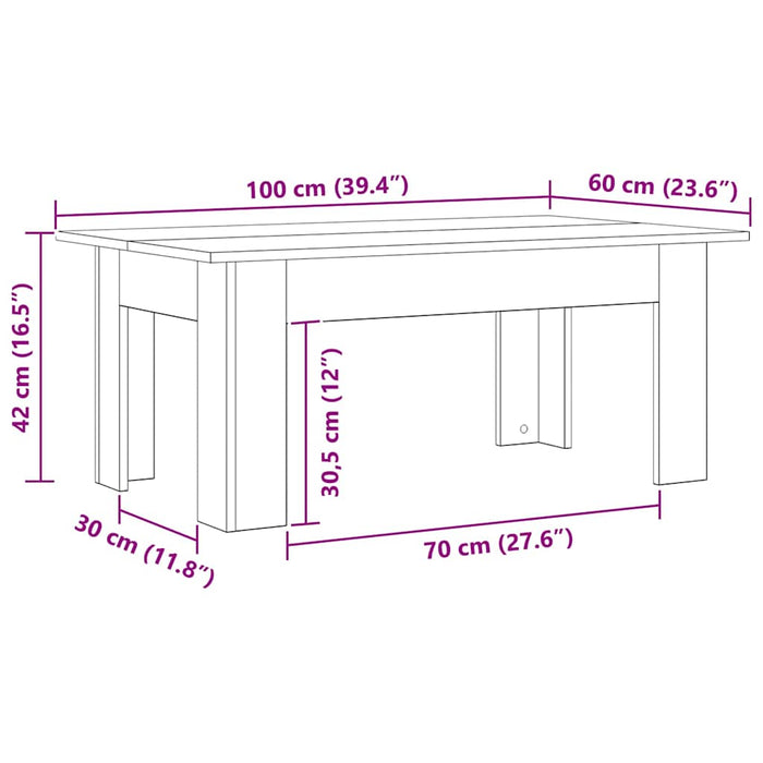 Masă de cafea Stejar Negru 100 x 60 x 42 cm Lemn compozit WALTI