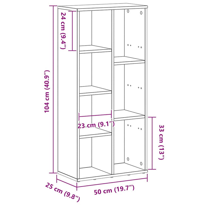 Bibliotecă, stejar negru, 50x25x104 cm, lemn prelucrat - WALTI WALTI