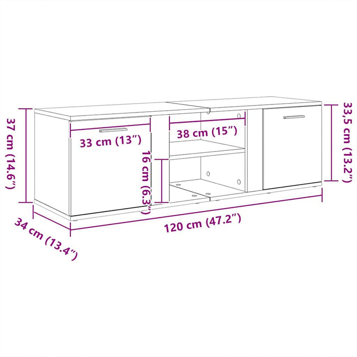 Comodă TV din stejar negru 120x34x37 cm, lemn prelucrat - WALTI WALTI