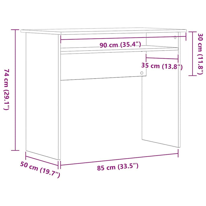 Birou, stejar negru, 90x50x74 cm, lemn prelucrat - WALTI WALTI