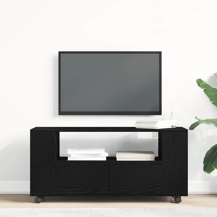Dulap TV cu roți stejar negru 102x34,5x43 cm lemn prelucrat - WALTI WALTI